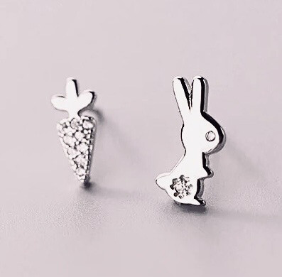 Silver Diamanté Carrot & Bunny Earrings **New Product**