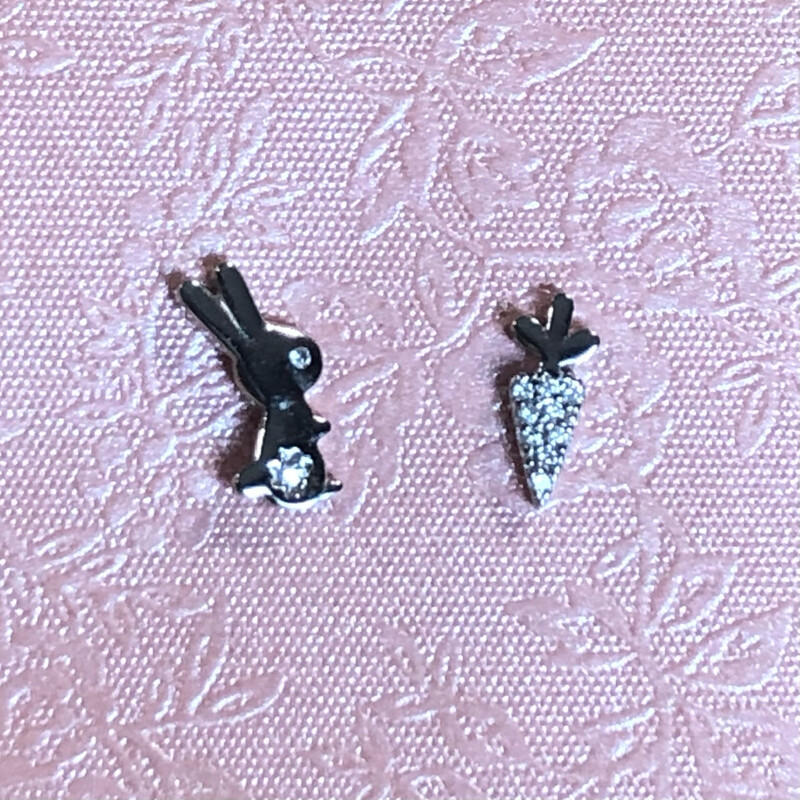 Silver Diamanté Carrot &amp; Bunny Earrings