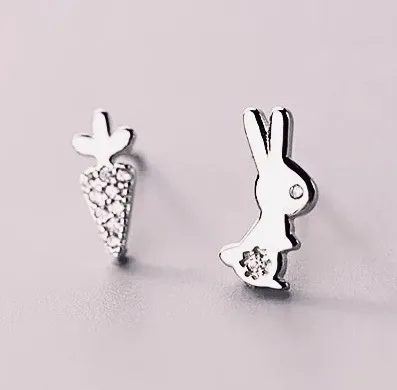 Silver Diamanté Carrot &amp; Bunny Earrings