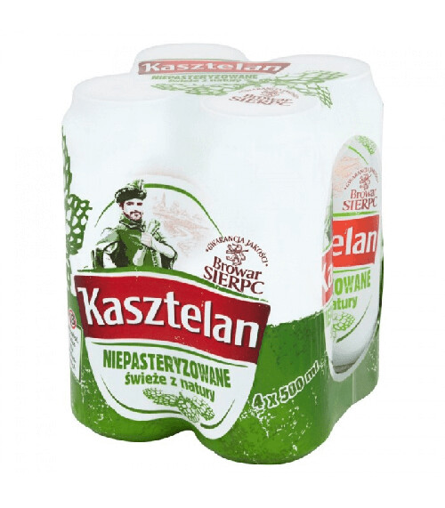 Beer Kasztelan Unpasteurized 5.6 Cans 4 Pk 0.5L X6 Bottles