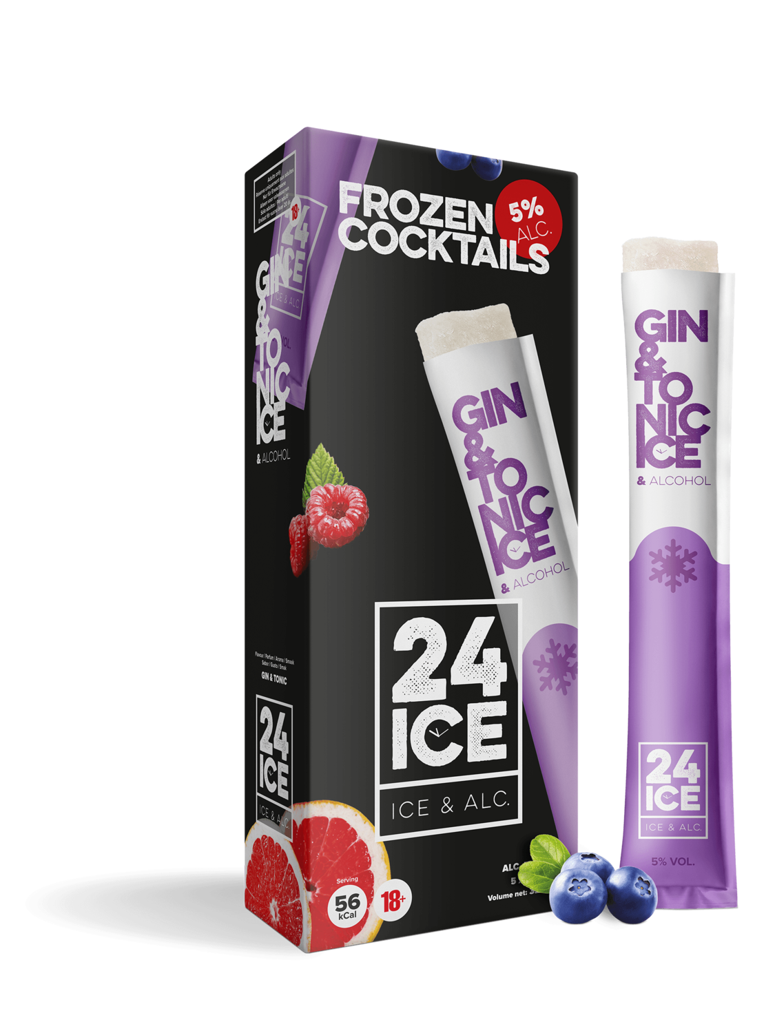 24 ICE - Gin & Tonic Frozen Cocktail - Pack: 5 x 65ml