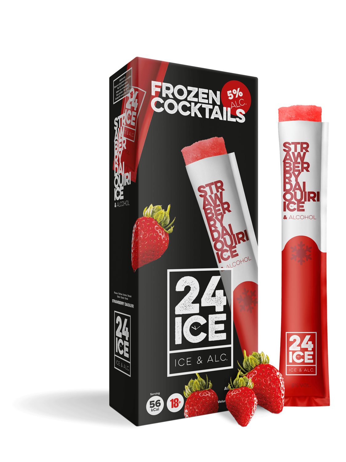 24 ICE - Strawberry Daiquri Frozen Cocktail - Pack: 5 X 65ml