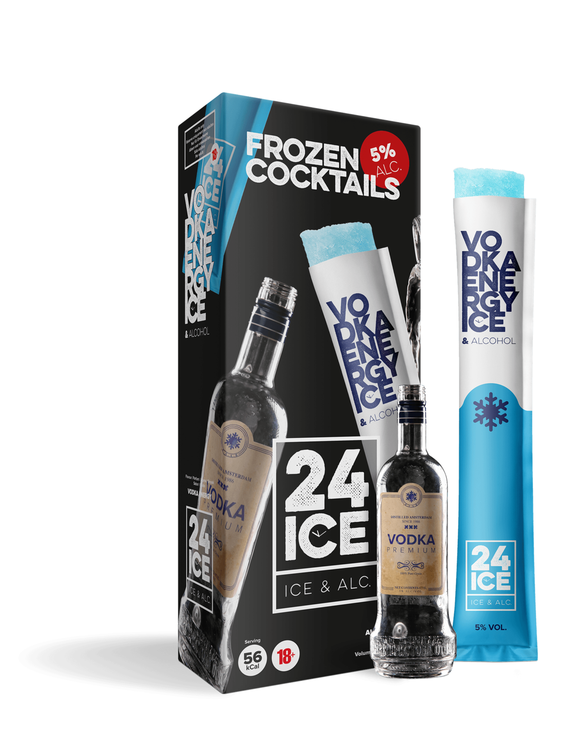 24 ICE - Vodka Energy Frozen Cocktail - Pack: 5 x 65ml