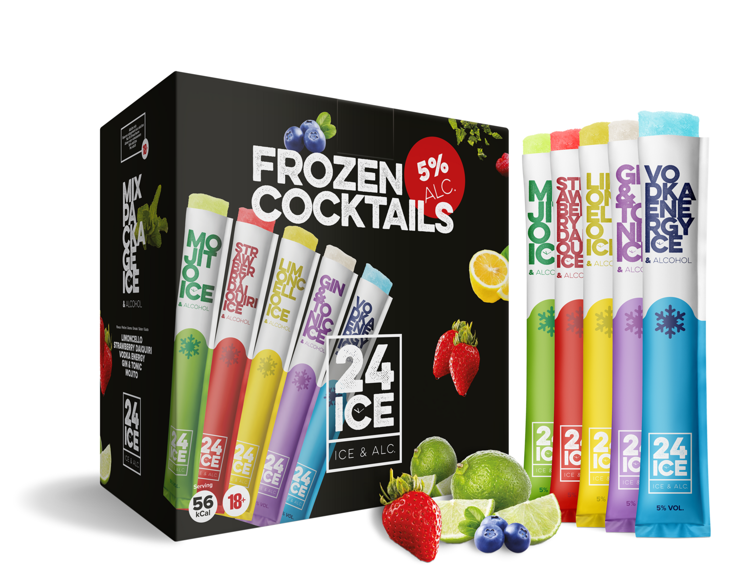 24 ICE - Mixed Variety Frozen Cocktails - Box: 50 X 65ml