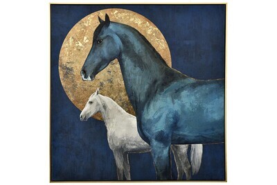 Tableau chevaux bleu/blanc 100*100 - GALLERY