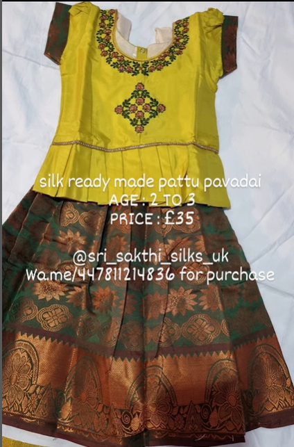 Indian Girls Children Kids Pattu Pavadai Sattai onam Red Age 3