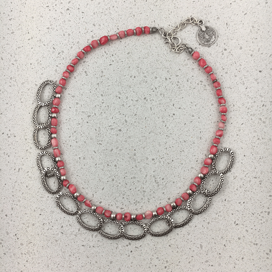 X105 Red  - Silver Plated Necklace