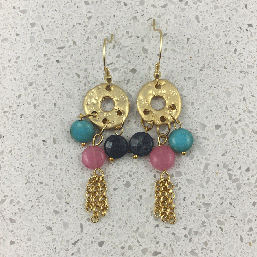 B503G - Silver & Gold Plated Stone Earring