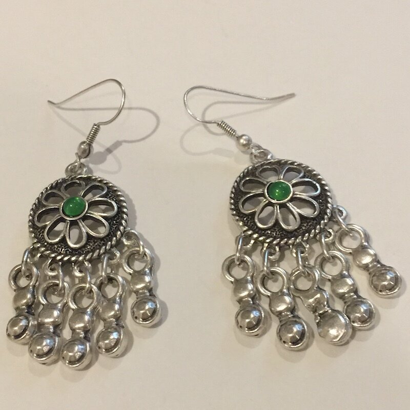 OTE-003GREEN - Silver plated earrings