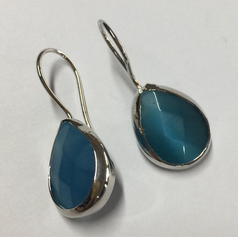 BE-823 blue - silver plated stone earrings