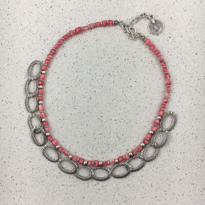 X105 Red  - Silver Plated Necklace