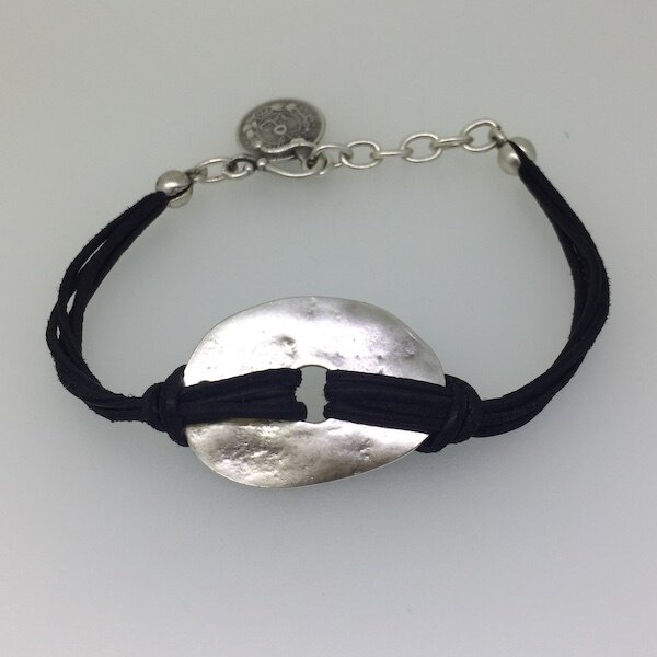 OTB-27 Silver plated leather bracelet