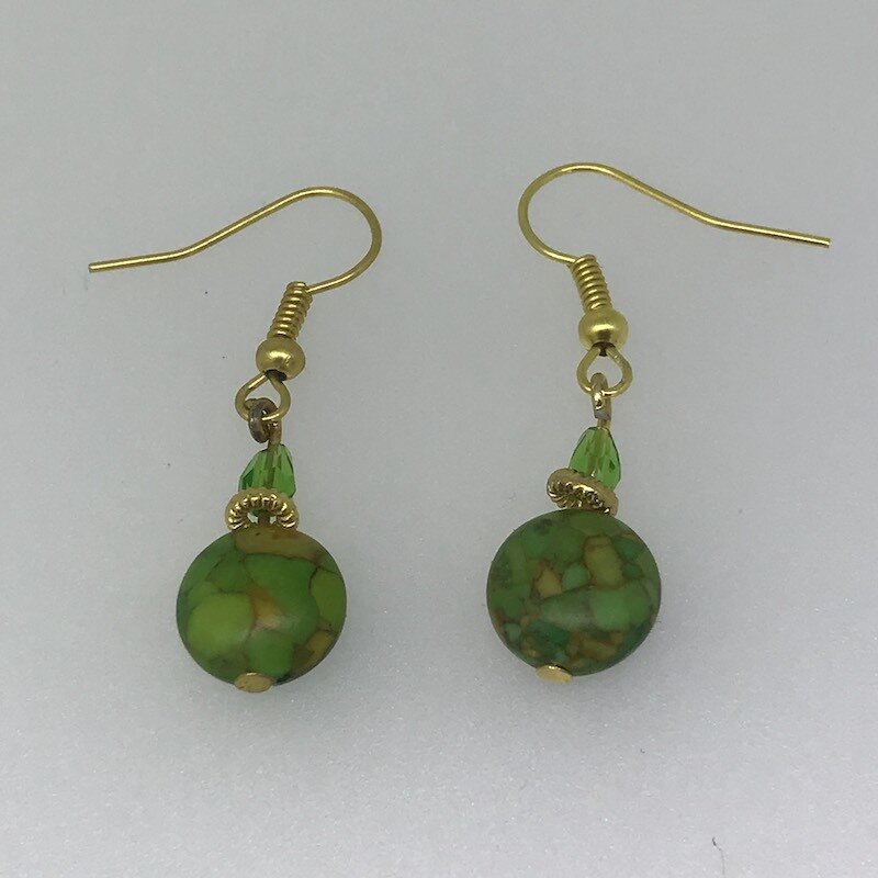BE-9 Silver & Gold plated stone earrings