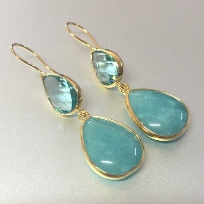 BE-828 Gold plated stone earrings