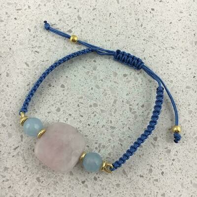 34303ROSE - Gold Plated Stone Cotton Bracelet