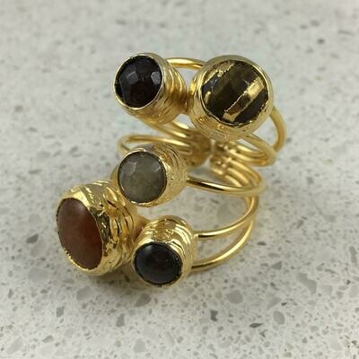 38501BR - Silver & Gold Plated Stone Ring