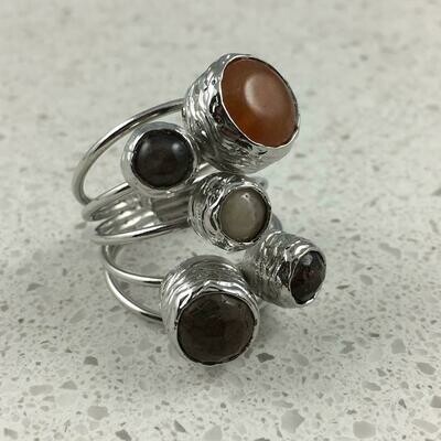 38501BRS - Silver & Gold Plated Stone Ring