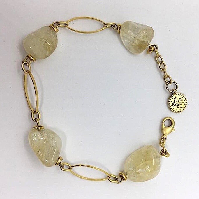 LHB-18 Amber - Gold plated stone bracelet