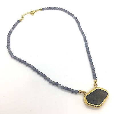 31354 - Silver & Gold Plated Stone Necklace