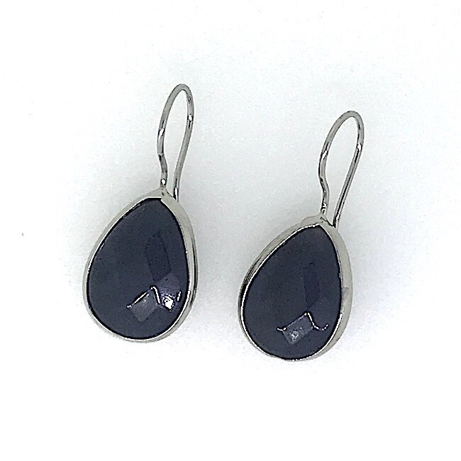 BE-202 Silver plated stone earrings