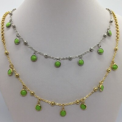 B112G - Silver & Gold Plated Stone Necklace