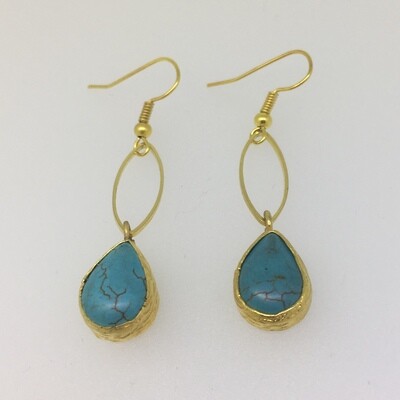 LHE-6 Gold plated stone earrings
