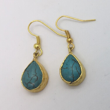 BE-13 Gold plated turquoise earrings