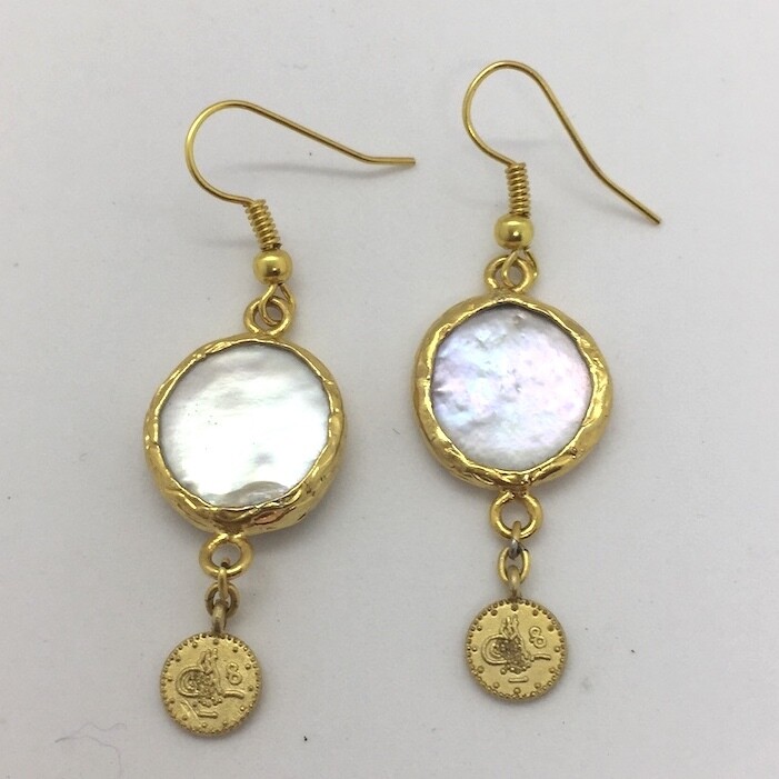 BE-15 Gold plated stone earrings