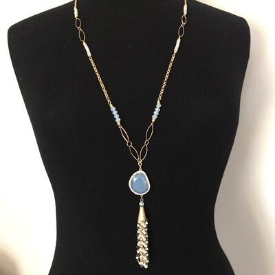 31493 - Silver & Gold Plated Stone Necklace