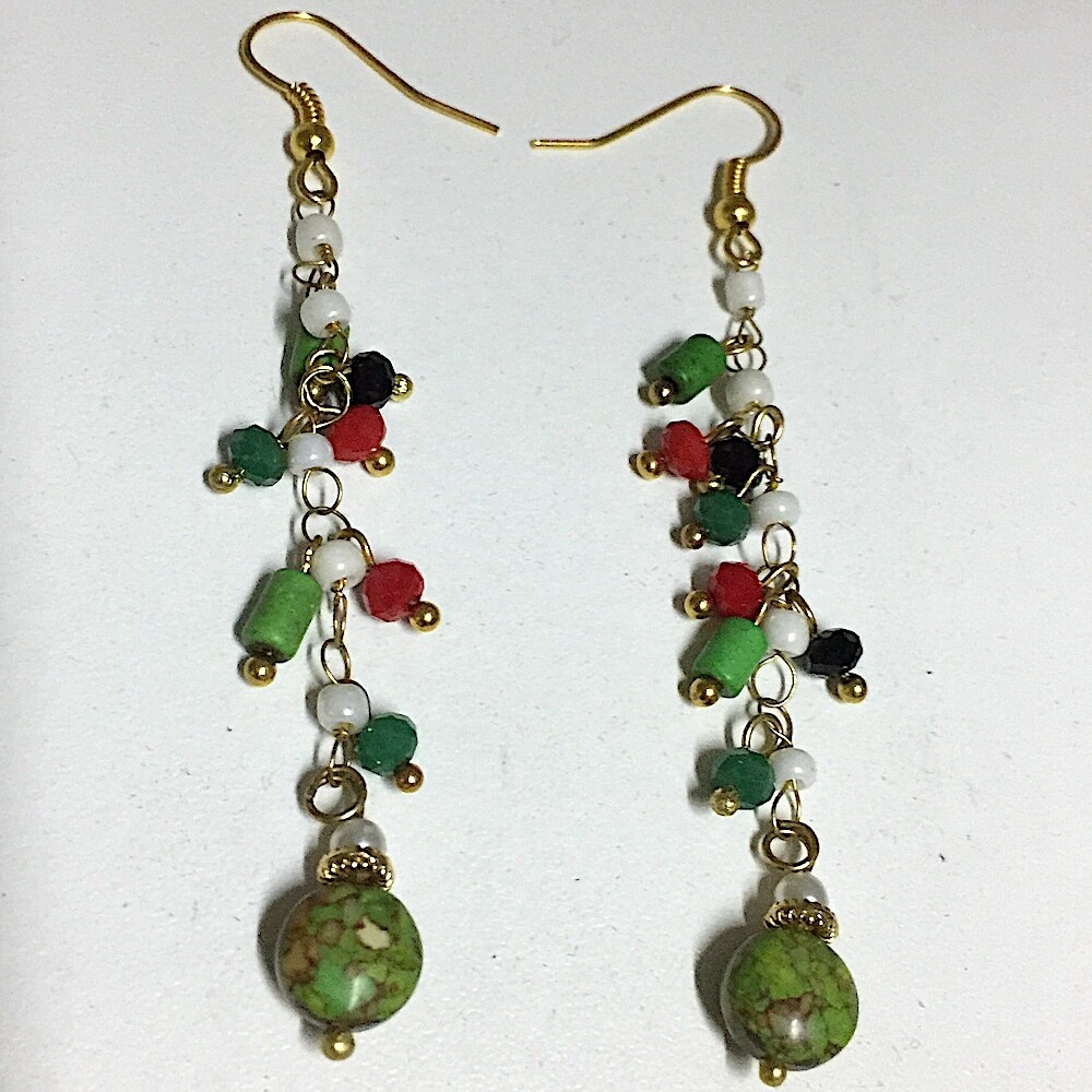 LHE-54 Silver and Gold plated stone earrings