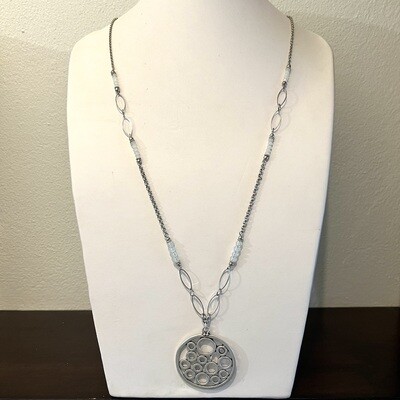 LHN-2227 Silver plated stone necklace