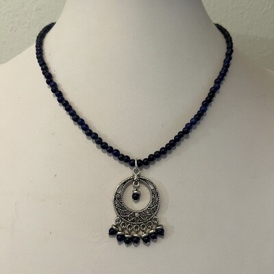 LHN-2235 Silver plated stone necklace