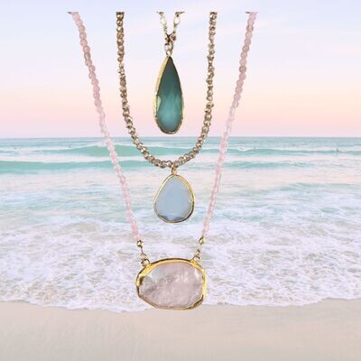 Silver & Gold Plated Stone Necklaces