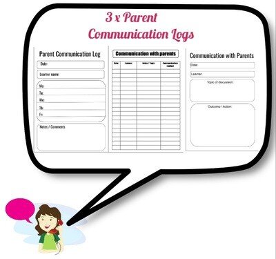 3 x Printable Teacher-Parent Communication log