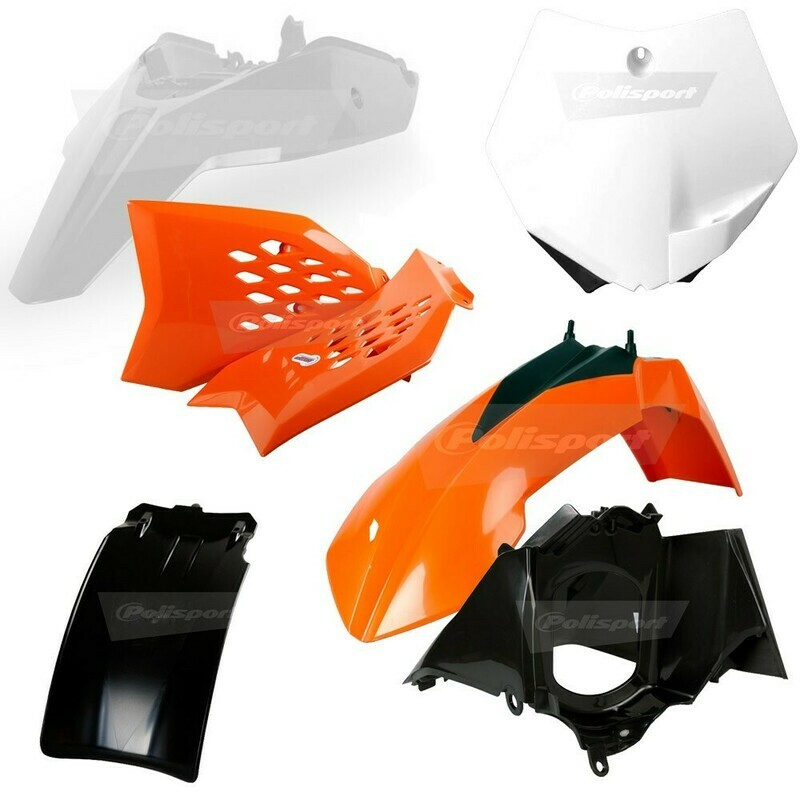 PLASTMASU KOMPLEKTS POLISPORT KTM SX65 &#39;09-11 ORANŽS/BALTS