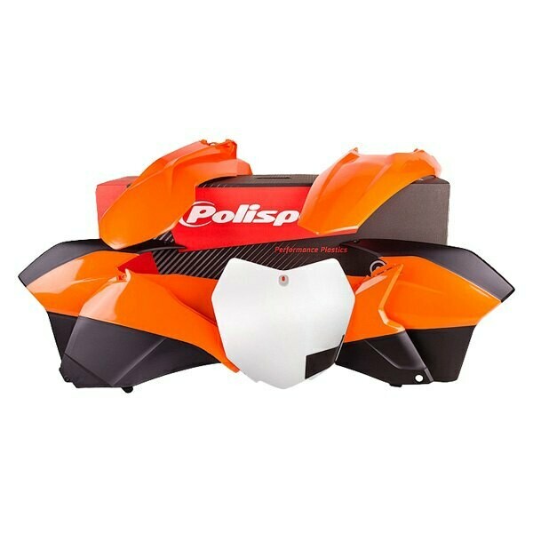 PLASTMASU KOMPLEKTS POLISPORT KTM SX/SXF '13-15 ORANŽS/BALTS/MELNS