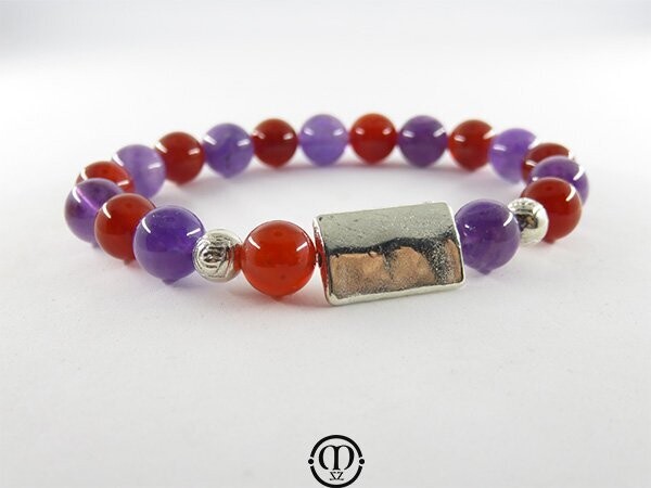 Bracelet en améthyste et cornaline