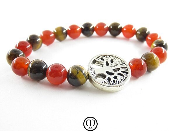 Bracelet en œil du tigre et cornaline