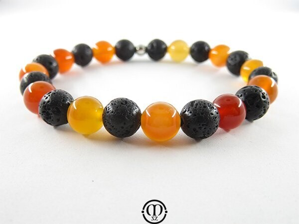 Bracelet en lave et cornaline (modèle homme)