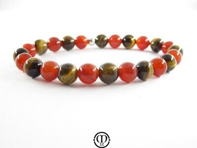 Bracelet en œil du tigre et cornaline (modèle homme)