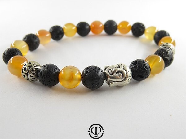 Bracelet en lave et cornaline