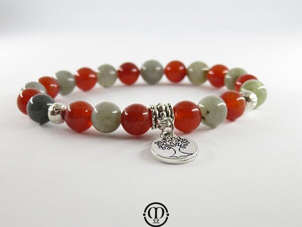 Bracelet en labradorite et cornaline