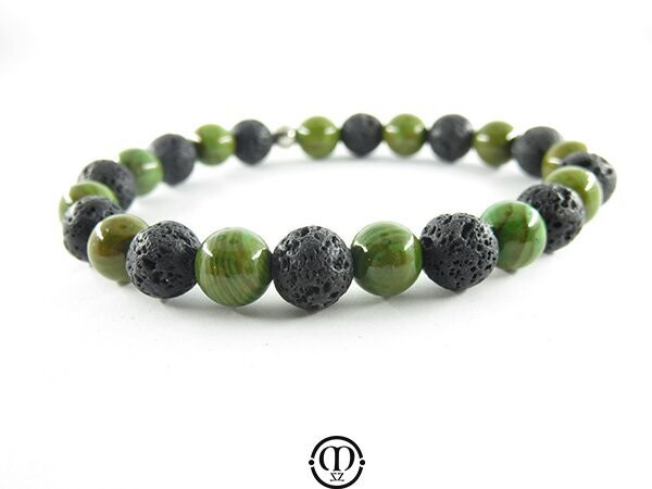 Bracelet en jade et lave (modèle homme)