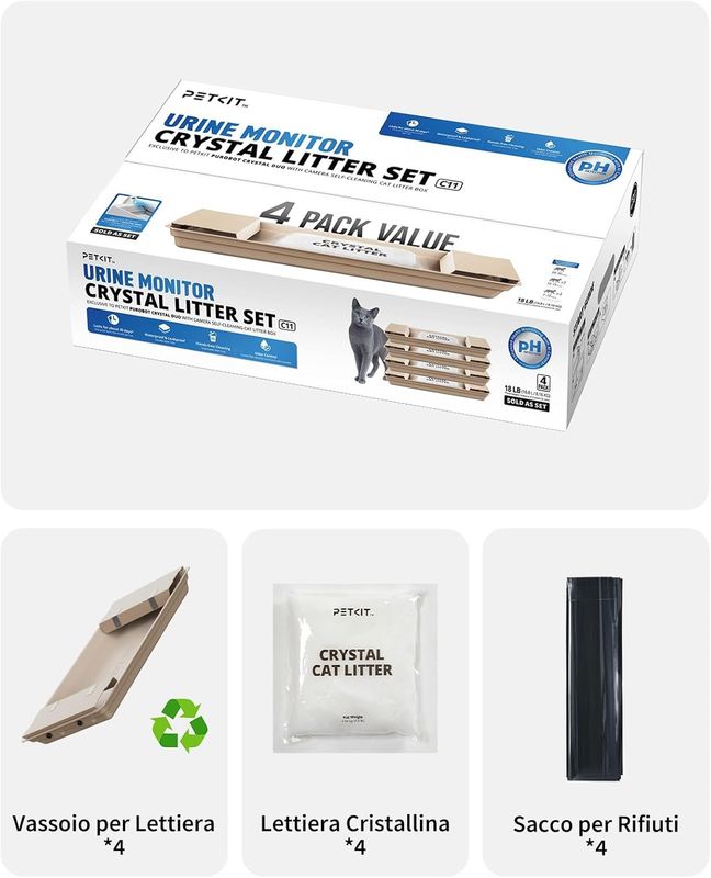 CRYSTAL LITTER Set 4 pz Lettiera non agglomerante