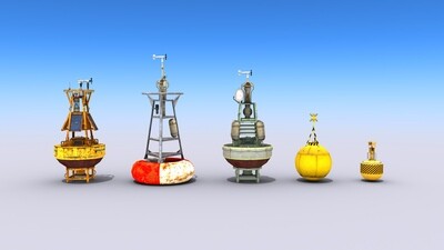 5 Ocean Buoys 3D Models Collection