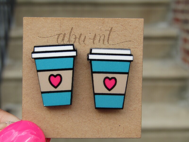 Chunky Studs - Coffee Cups (Teal)