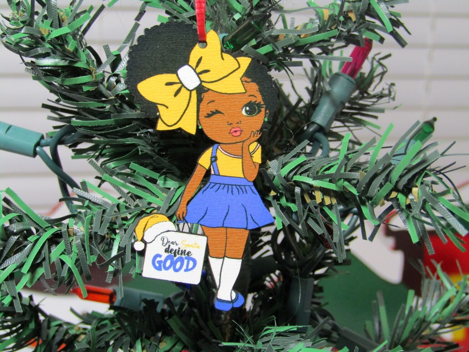 Christmas - Melanin Girls Ornament Bundle (Blue &amp; Gold)