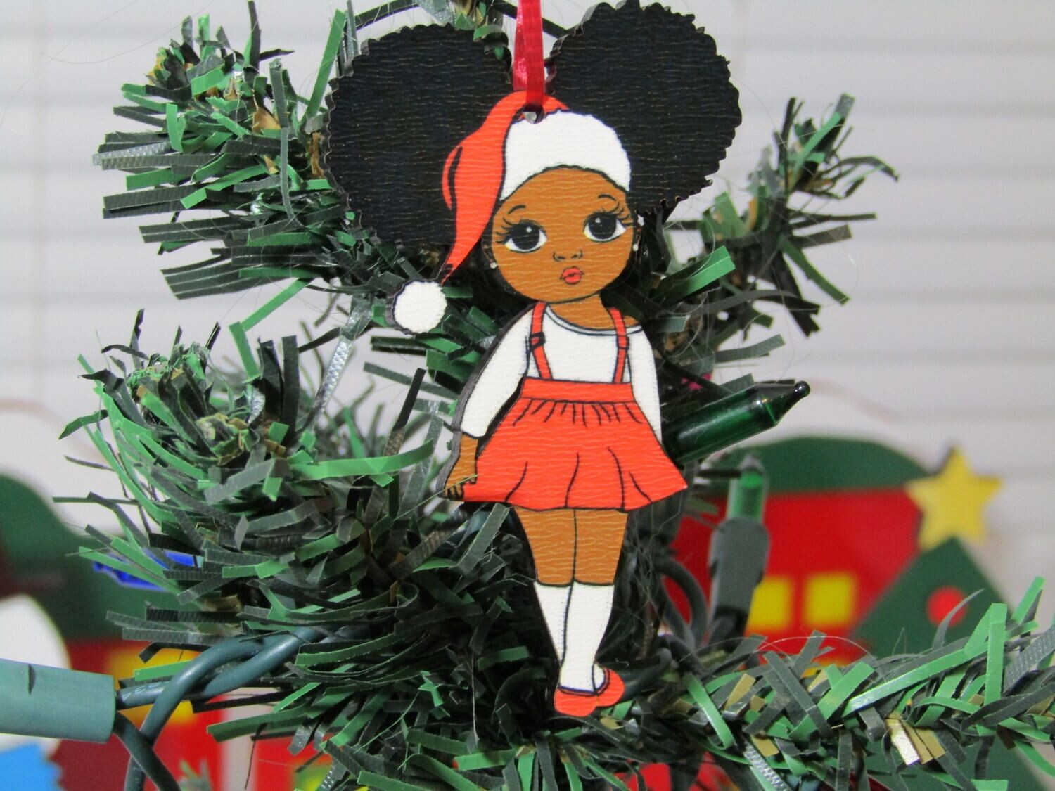 Christmas - Melanin Girls Ornament Bundle (Red &amp; White)