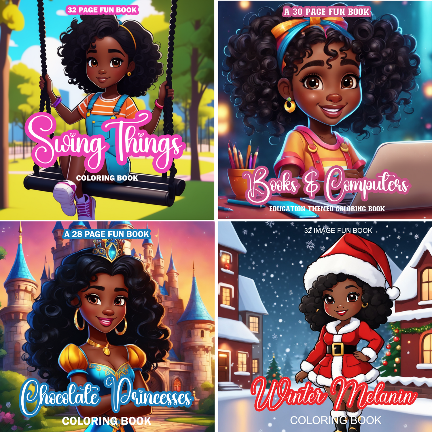 Pre-Written Manuscripts - 4 Coloring Book Bundle (Girls)