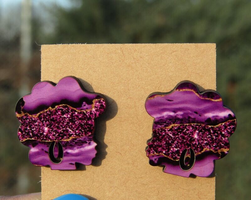 Chunky Studs - Natasha (Purple Agate)